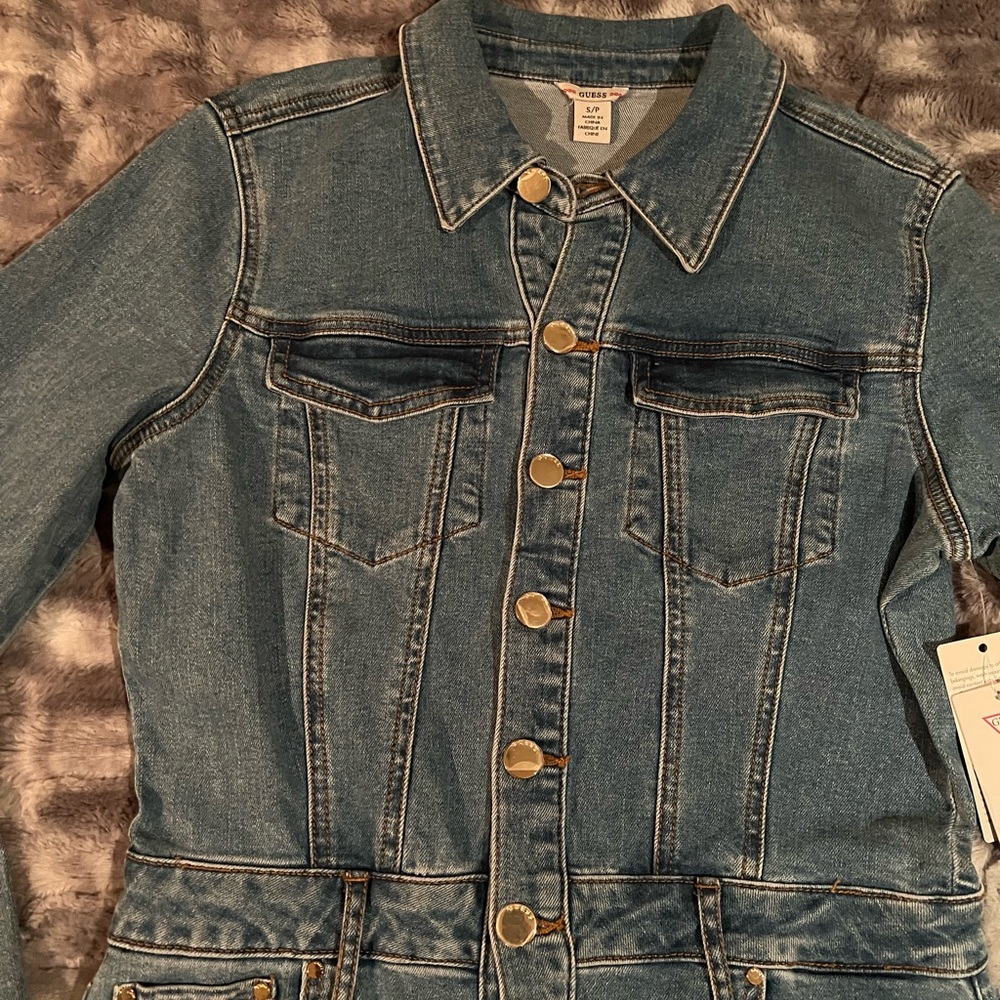 NWT Guess Blue space wash long sleeve denium dress sz SM - Picture 7 of 13